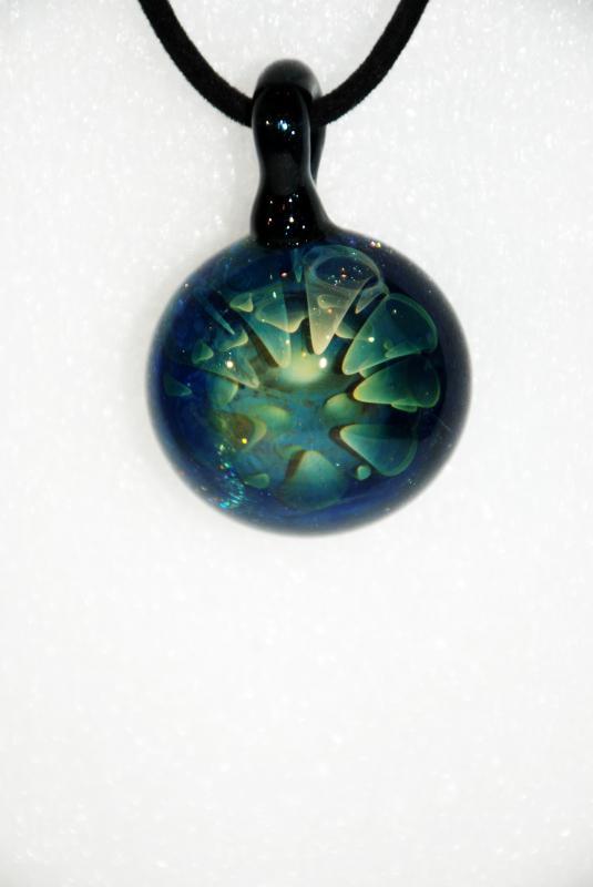 Blown Glass Pendant, Dichroic Glass, Fanciful Nebula or Oceanic Creature