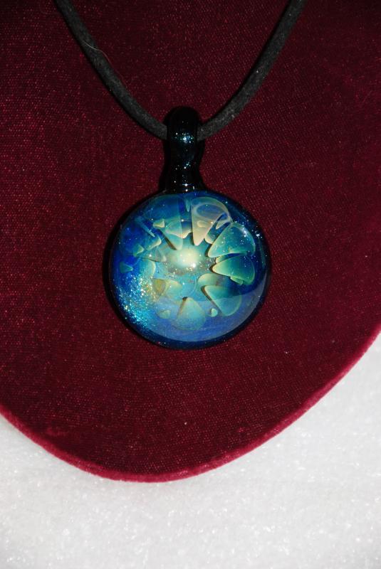 Blown Glass Pendant, Dichroic Glass, Fanciful Nebula or Oceanic Creature