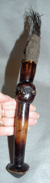 African Carved Horn Phallus with Face & etc