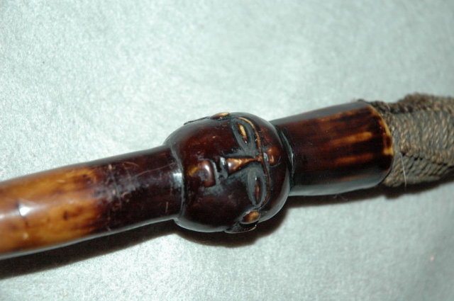 African Carved Horn Phallus with Face & etc