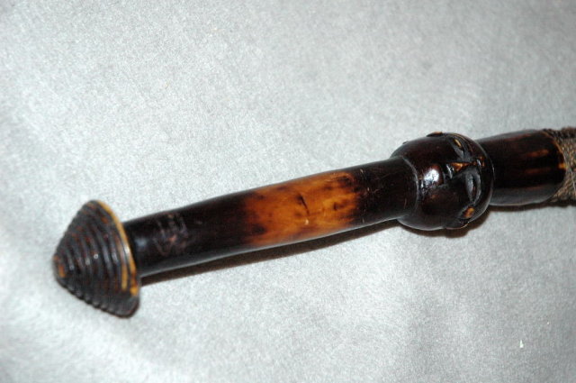 African Carved Horn Phallus with Face & etc