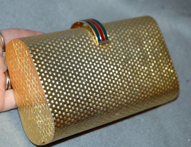 Gucci Clamshell Clutch Purse Goldtone Vintage!