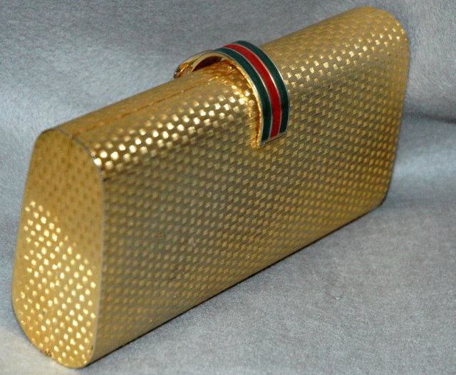 Gucci Clamshell Clutch Purse Goldtone Vintage!