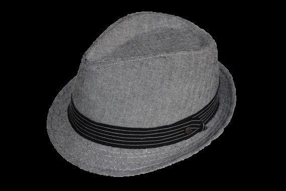 STETSON All American Fedora Hat Gray Herringbone Cotton Linen Size Small - Medium
