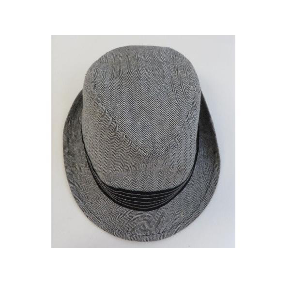 STETSON All American Fedora Hat Gray Herringbone Cotton Linen Size Small - Medium