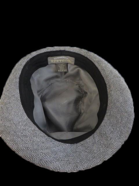 STETSON All American Fedora Hat Gray Herringbone Cotton Linen Size Small - Medium