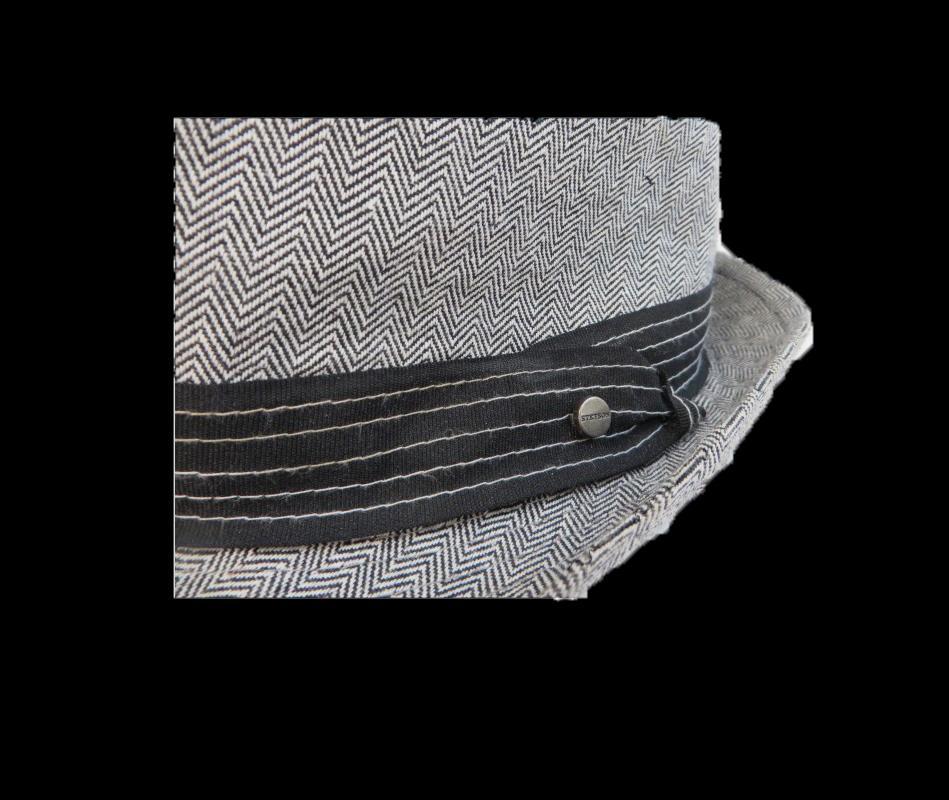 STETSON All American Fedora Hat Gray Herringbone Cotton Linen Size Small - Medium