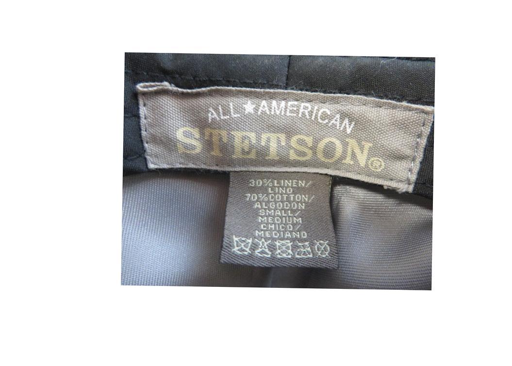 STETSON All American Fedora Hat Gray Herringbone Cotton Linen Size Small - Medium