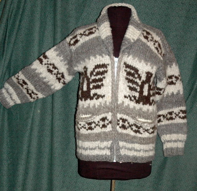 Genuine Cowichan Indian Sweater Made Expressly for Hill's Indian Crafts Hand Knit 100 % Wool