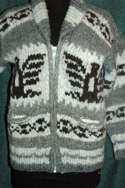 Genuine Cowichan Indian Sweater Made Expressly for Hill's Indian Crafts Hand Knit 100 % Wool