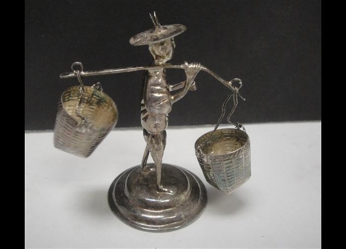 Chinese Fishermen figures of sterling silver made in Hong Kong set of 3