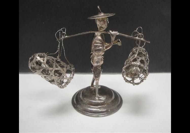 Chinese Fishermen figures of sterling silver made in Hong Kong set of 3