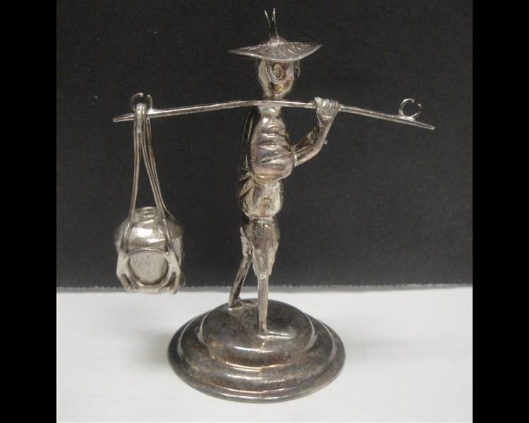 Chinese Fishermen figures of sterling silver made in Hong Kong set of 3