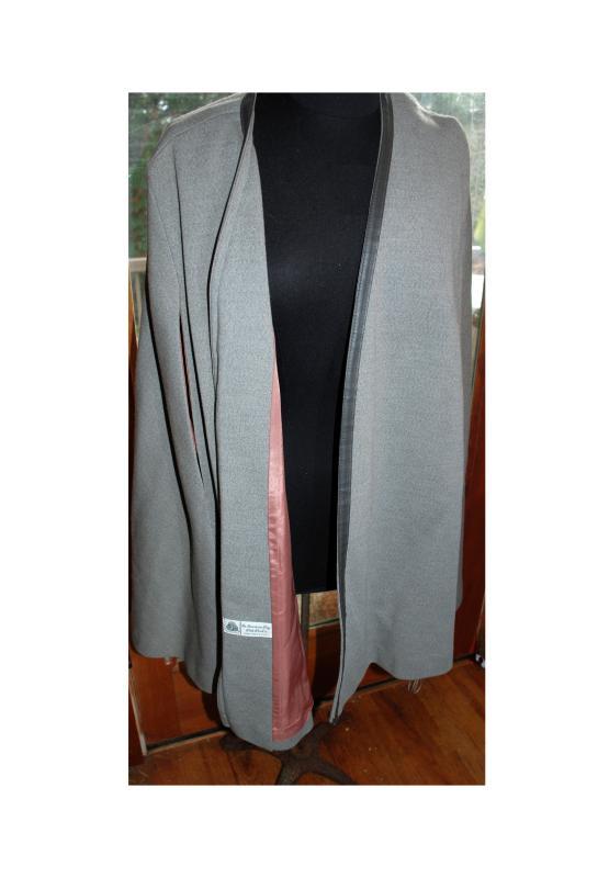 Grey Wool Cape with Leather Trim by The American Way with Wool Brand Vintage