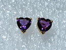 18k Gold & Violet Iolite Heart Earrings