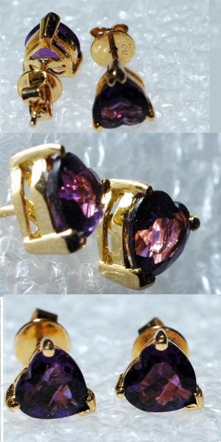 18k Gold & Violet Iolite Heart Earrings