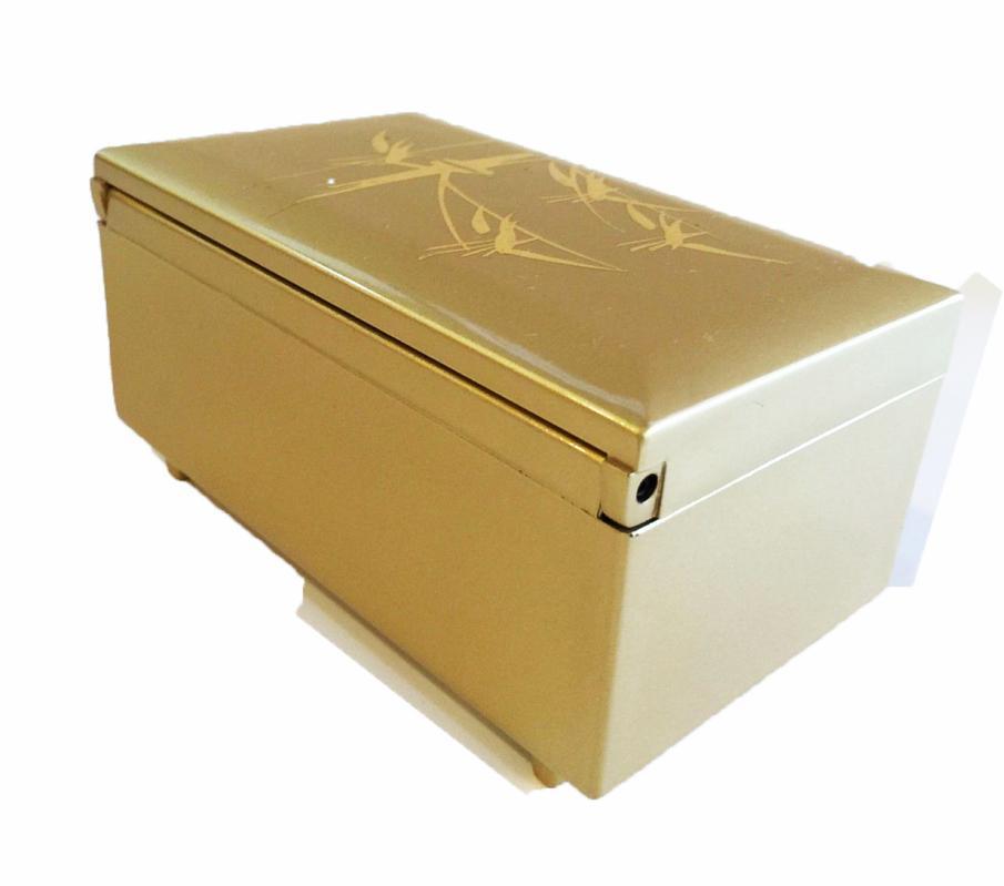 Otagiri Gold Laqureware Bamboo Motif Music Box Trinket Jewelry Box, The Look of Love Number is 12/433.