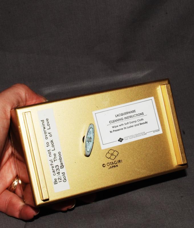Otagiri Gold Laqureware Bamboo Motif Music Box Trinket Jewelry Box, The Look of Love Number is 12/433.