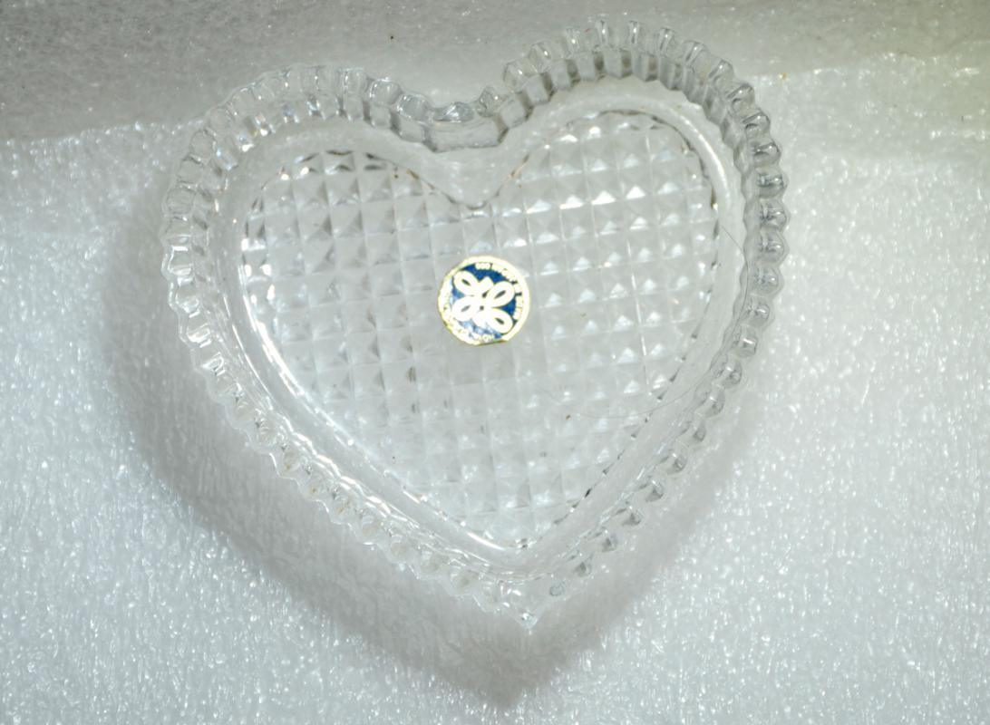 Crystal Heart Dish Hoya Cooperation, Made in Japan, Nut, Mint or Trinket Dish