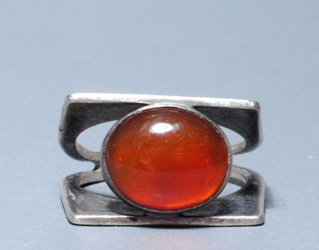 Sterling Silver Carnelian Modernist Ring