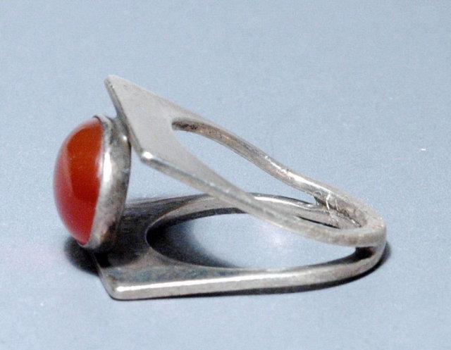 Sterling Silver Carnelian Modernist Ring