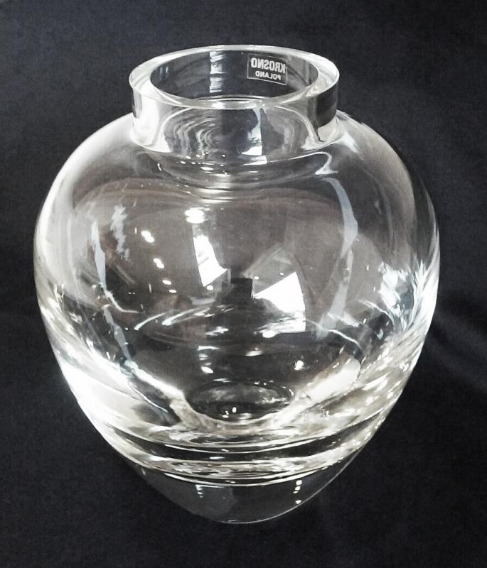 POLAND KROSNO CLEAR CRYSTAL GLASS VASE Ginger Jar Shape