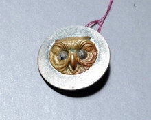 Antique Brass Owl Button Marcasite eyes