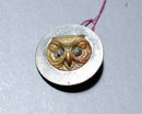 Antique Brass Owl Button Marcasite eyes