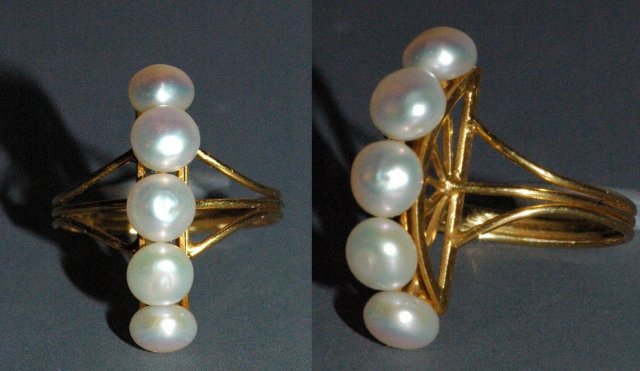 14K Gold MOD High Crest Freshwater Pearl Ring size 7 * REDUCED PRICE !**