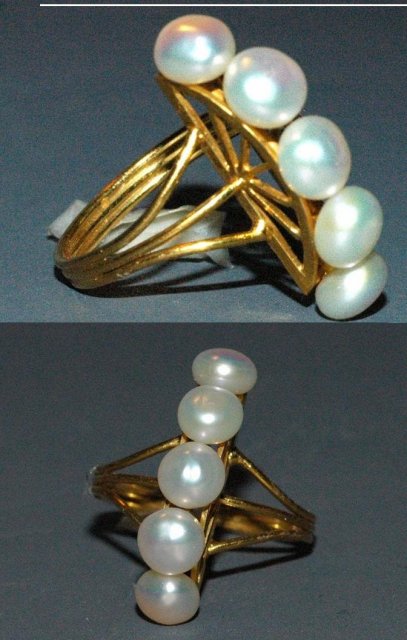 14K Gold MOD High Crest Freshwater Pearl Ring size 7 * REDUCED PRICE !**