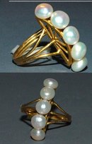 14K Gold MOD High Crest Freshwater Pearl Ring size 7 * REDUCED PRICE !**