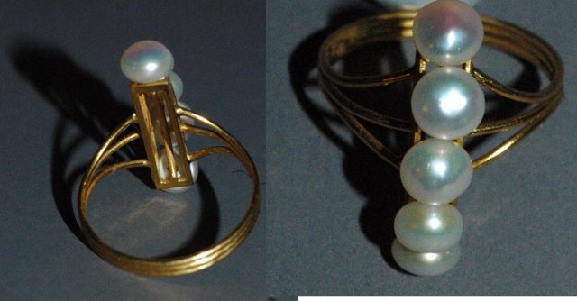 14K Gold MOD High Crest Freshwater Pearl Ring size 7 * REDUCED PRICE !**