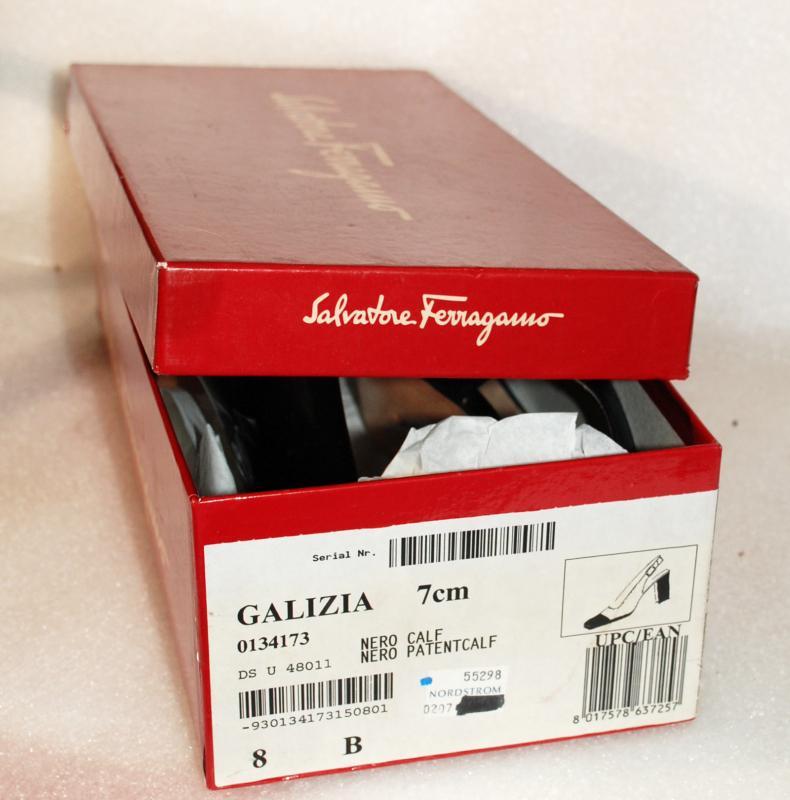 Vintage Salvatore Ferragamo Patent Leather Sling Back Pumps Galizia Florence Italy size 8B