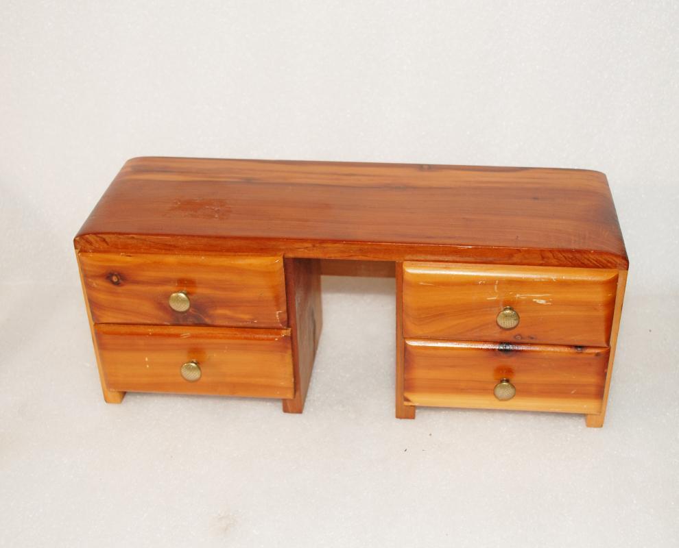 Cedar Desk Miniature Trinket or Jewelry Box with 4 drawers Hand Made