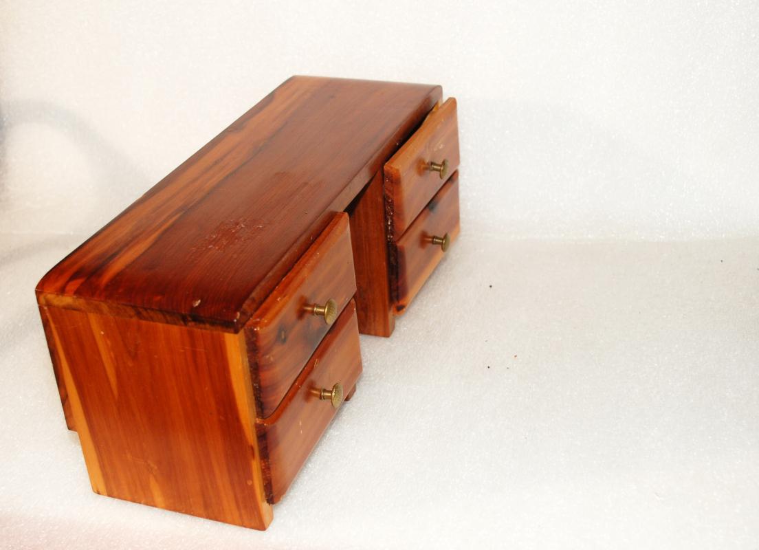 Cedar Desk Miniature Trinket or Jewelry Box with 4 drawers Hand Made
