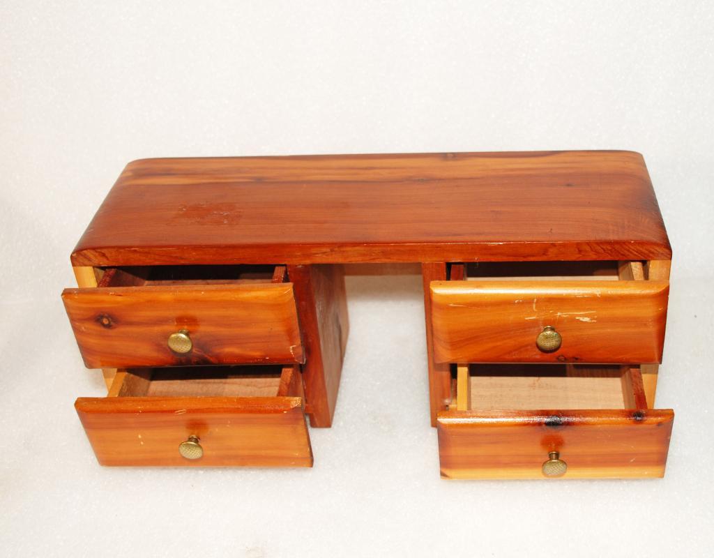 Cedar Desk Miniature Trinket or Jewelry Box with 4 drawers Hand Made