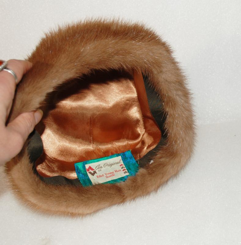 Vintage Mink Pill Hat an Original by Ethel Young, Seattle
