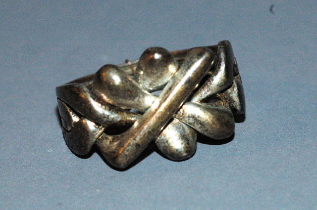 Vint. 800 silver Puzzle Ring with Booklet