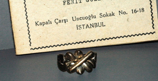 Vint. 800 silver Puzzle Ring with Booklet
