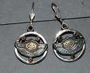 Harley Davidson 10K Garnet, SS 100 yr Earrings