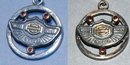 Harley Davidson 10K Garnet, SS 100 yr Earrings