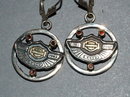 Harley Davidson 10K Garnet, SS 100 yr Earrings