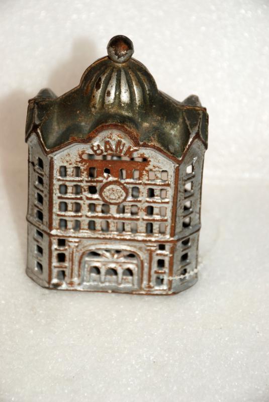 Cast Iron Bank Building Still Coin Bank Antique Circa 1900