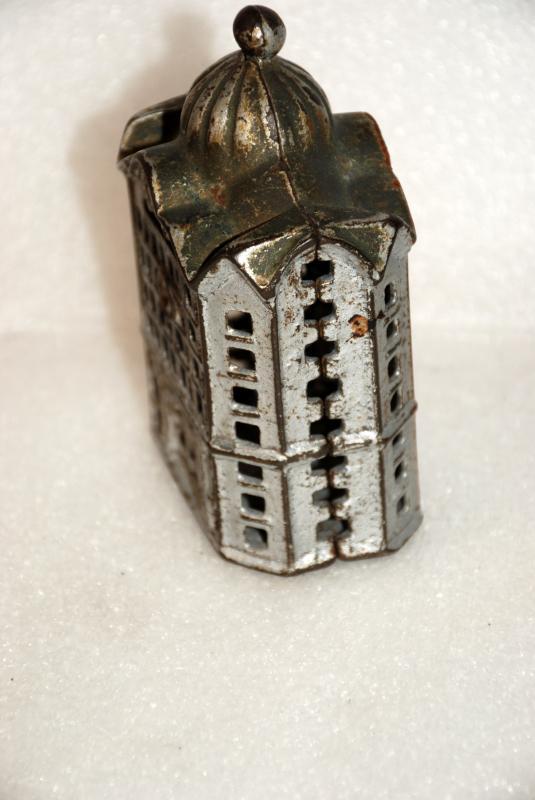 Cast Iron Bank Building Still Coin Bank Antique Circa 1900