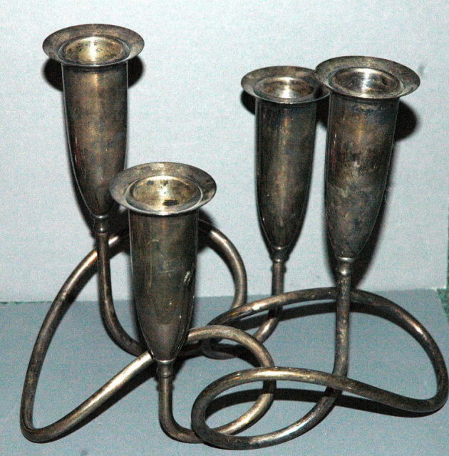 Napier Silver Modernist Candlesticks Pair