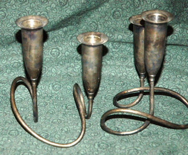 Napier Silver Modernist Candlesticks Pair