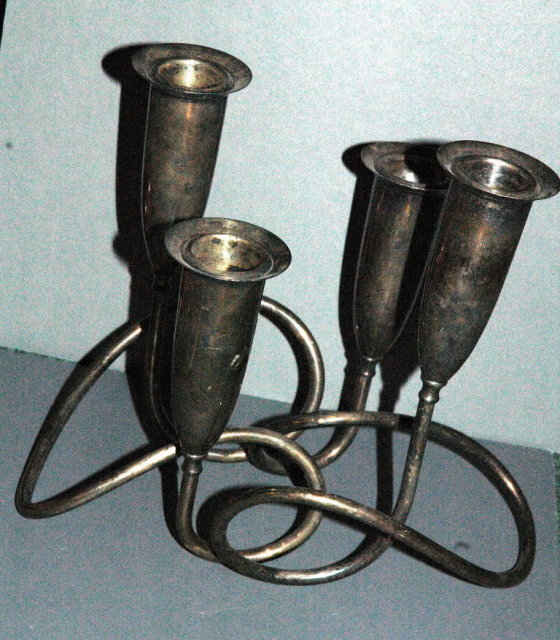 Napier Silver Modernist Candlesticks Pair