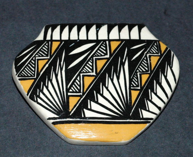 Hand painted Ceramic Acoma Pottery Pin -signed Southwest Native American Art