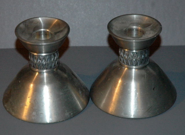 Vintage Mustad Norway Pewter Candlesticks