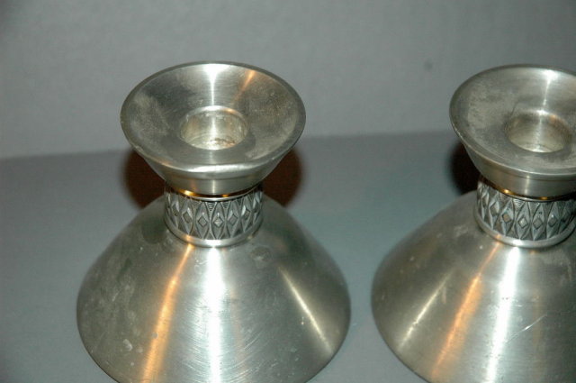 Vintage Mustad Norway Pewter Candlesticks